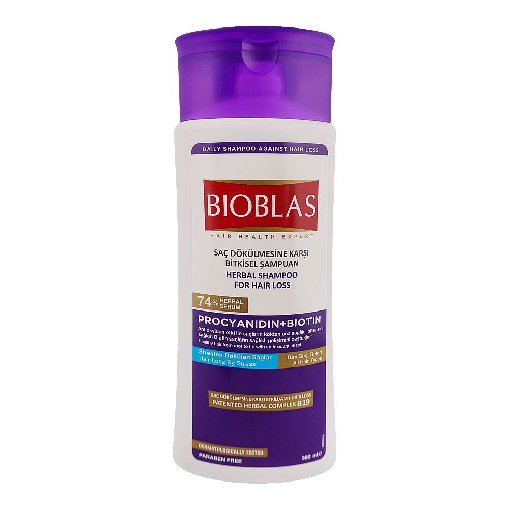 Bioblas Procyanidin+Biotin Herbal Shampoo, Prevents Hair Loss, Paraben Free, All Hair Types, 360ml - Main Image