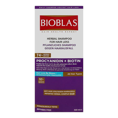 Bioblas Procyanidin+Biotin Herbal Shampoo, Prevents Hair Loss, Paraben Free, All Hair Types, 360ml - Image 3