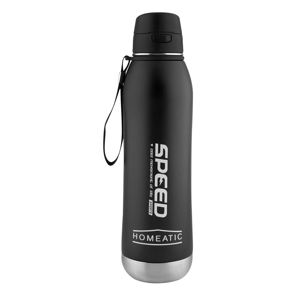 Homeatic Stainless Steel Water Bottle, 800ml, Black, HKA-061 - Main Image
