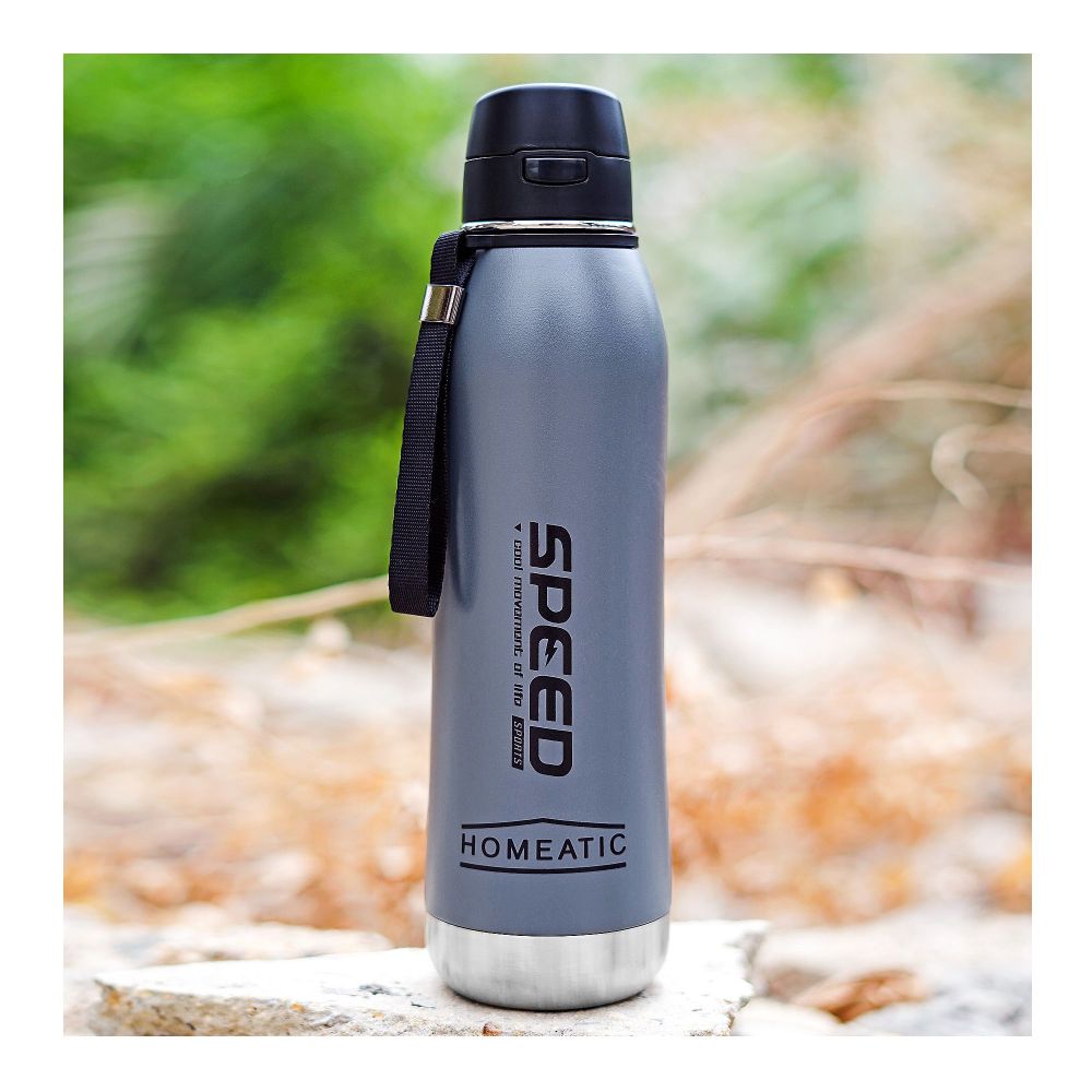 Homeatic Stainless Steel Water Bottle, 800ml, Grey, HKA-061 - Main Image