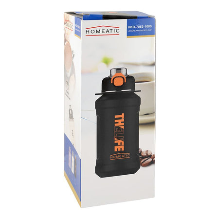 Homeatic Stainless Steel Water Bottle, 1000ml, Black, HKD-7053 - Image 5