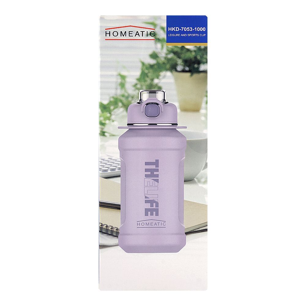 Homeatic Stainless Steel Water Bottle, 1000ml, Purple, HKD-7053 - Image 4