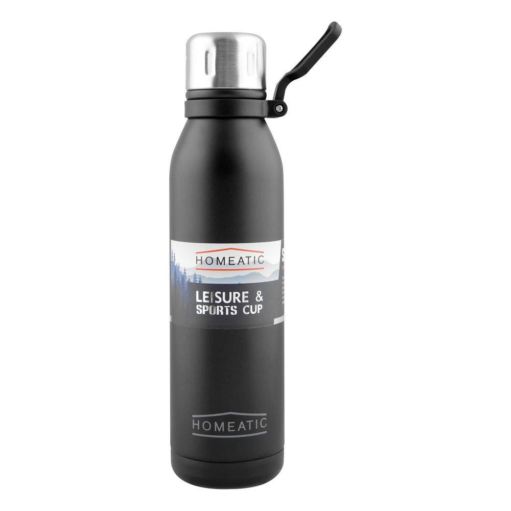 Homeatic Stainless Steel Water Bottle, 700ml, Black, HKD-858 - Main Image