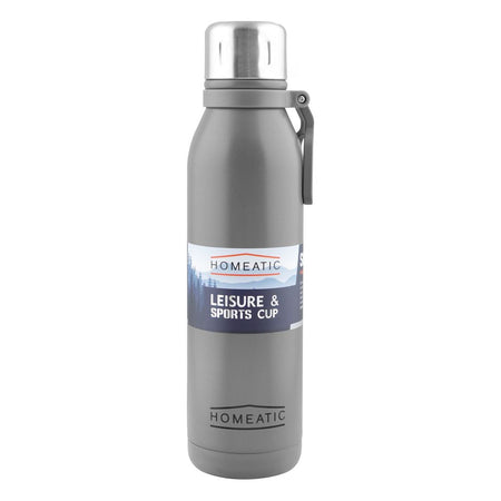 Homeatic Stainless Steel Water Bottle, 700ml, Grey, HKD-858 - Image 2