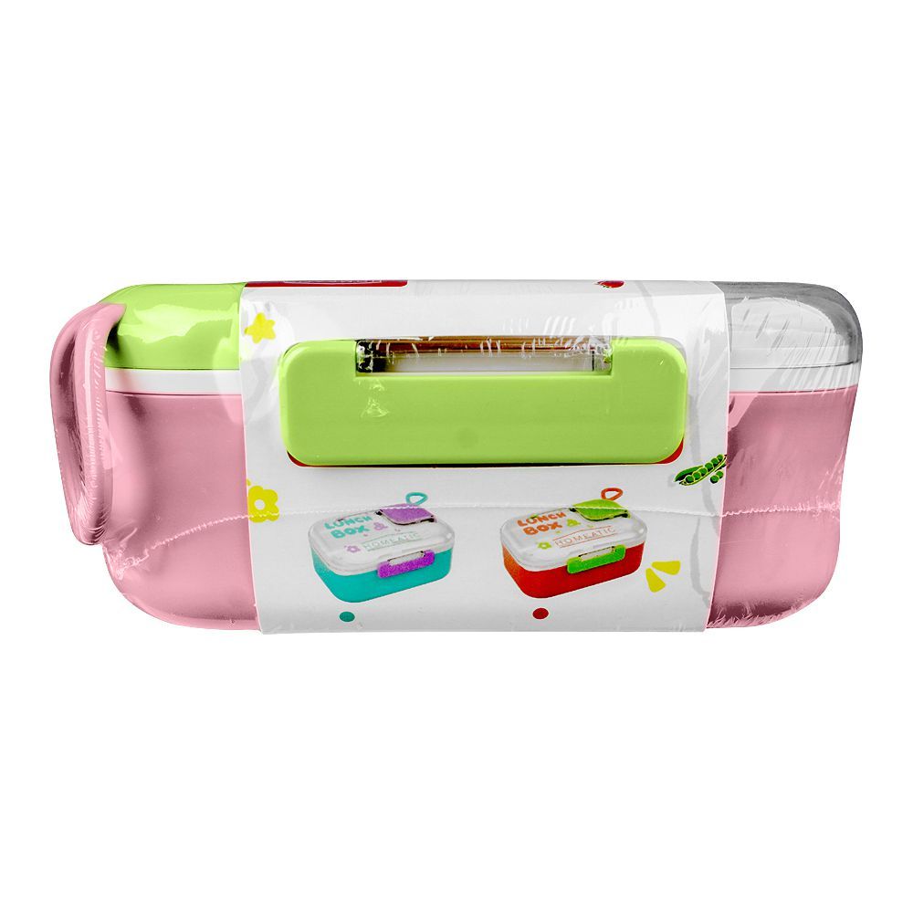 Homeatic Plastic Lunch Box With Cutlery, 1100ml/200ml Capacity, 2.4in (H) x 5.1in (W) x 3.7in (D), Pink, HMT-011 - Image 2