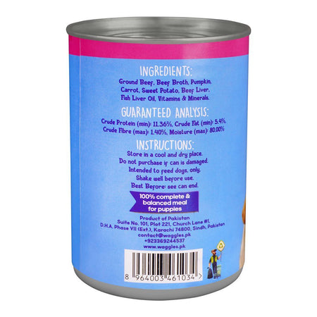 Waggles Puppy Food Beef Recipe In Gravy Wet Food, Premium Natural Dog Food, 400g - Image 4