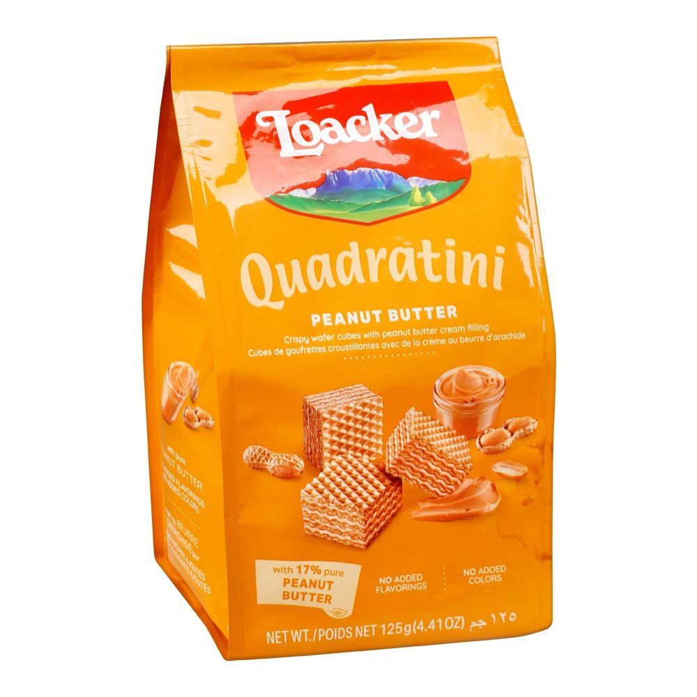 Loacker Quadratini Peanut Butter Wafer, 125g - Main Image