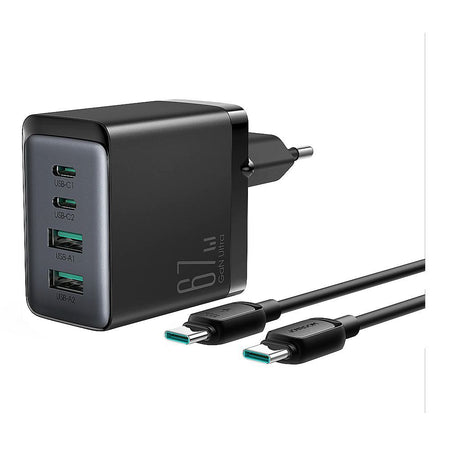 Joyroom 67W Gan Ultra Fast Charger Kit, 2C+2A, +100W, 1.2m Type-C To Type-C Cable, Black JR-TCG02 - Main Image
