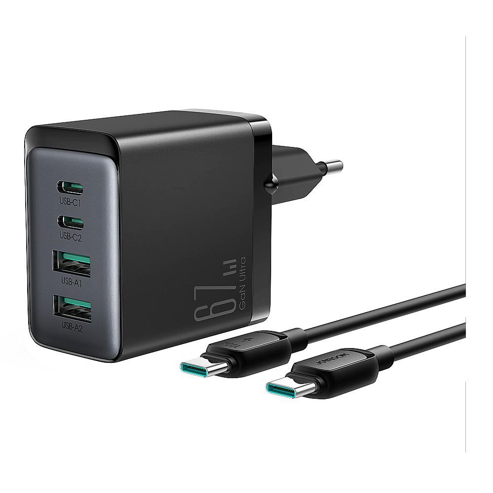 Joyroom 67W Gan Ultra Fast Charger Kit, 2C+2A, +100W, 1.2m Type-C To Type-C Cable, Black JR-TCG02 - Main Image