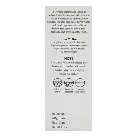 La Dermeo Brightening Face Serum, For All Skin Types, 30ml - Image 2