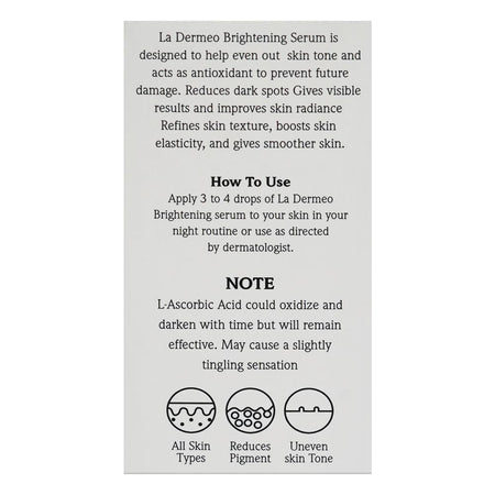 La Dermeo Brightening Face Serum, For All Skin Types, 30ml - Image 3