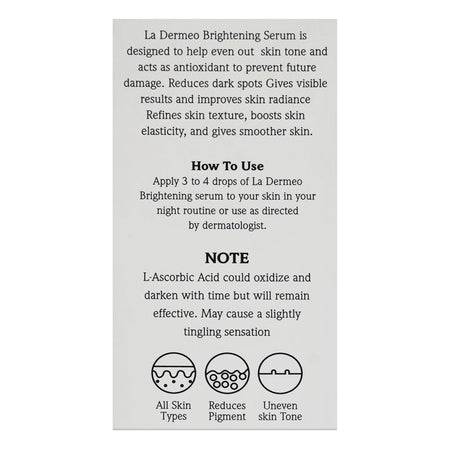 La Dermeo Brightening Face Serum, For All Skin Types, 30ml - Image 5