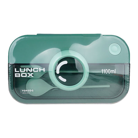 Camera Plastic Lunch Box With Spoon & Fork, 1100ml Capacity, 7.1in (H) x 3.9in (W) x 2in (D), Green - Image 3