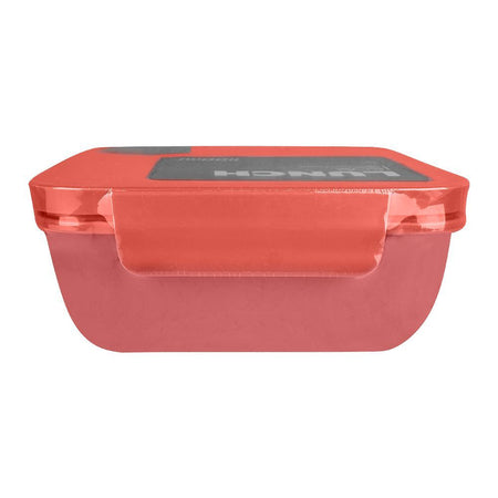 Plastic Lunch Box With Spoon, 1100ml Capacity, Red, 5.1in (H) x 5.1in (W) x 2in (D), 53002 - Image 2