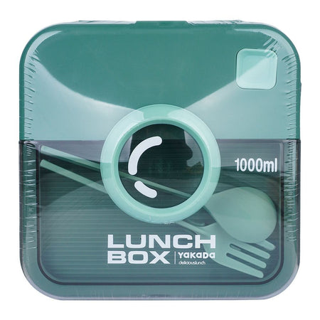 Camera Plastic Lunch Box With Crockery & Cutlery, 1000ml Capacity, 6.7in (H) x 5.3in (W) x 2.4in (D), Green - Image 3