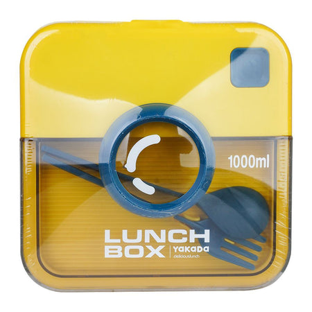 Camera Plastic Lunch Box With Crockery & Cutlery, 1000ml Capacity, 6.7in (H) x 5.3in (W) x 2.4in (D), Blue - Image 3