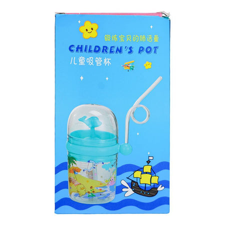 Children's Pot Plastic Water Flask With Fancy Straw For Kids, 250ml, 3.9in (H) x 3in (W), Pink - Image 4