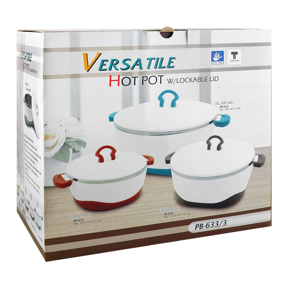 Bhoja Versatile Hot Pot Set & Food Warmer, 3-Pack, Beige, PB633/3 - Image 4