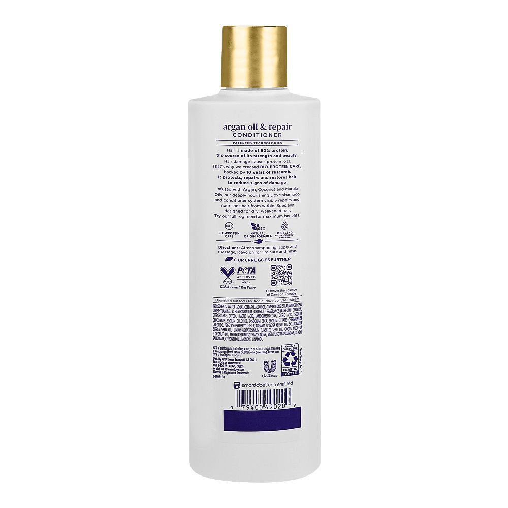 Dove Argan Oil+Repair Revitalizing Conditioner, 0% Parabens, Dyes & Colorants, Cruelty Free, 355ml - Image 2