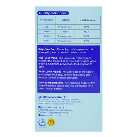 Shield Baby Essential Feeder, Wide Neck Nippee, Anti-Colic, BPA-Free, For 6M+, 180ml - Image 5
