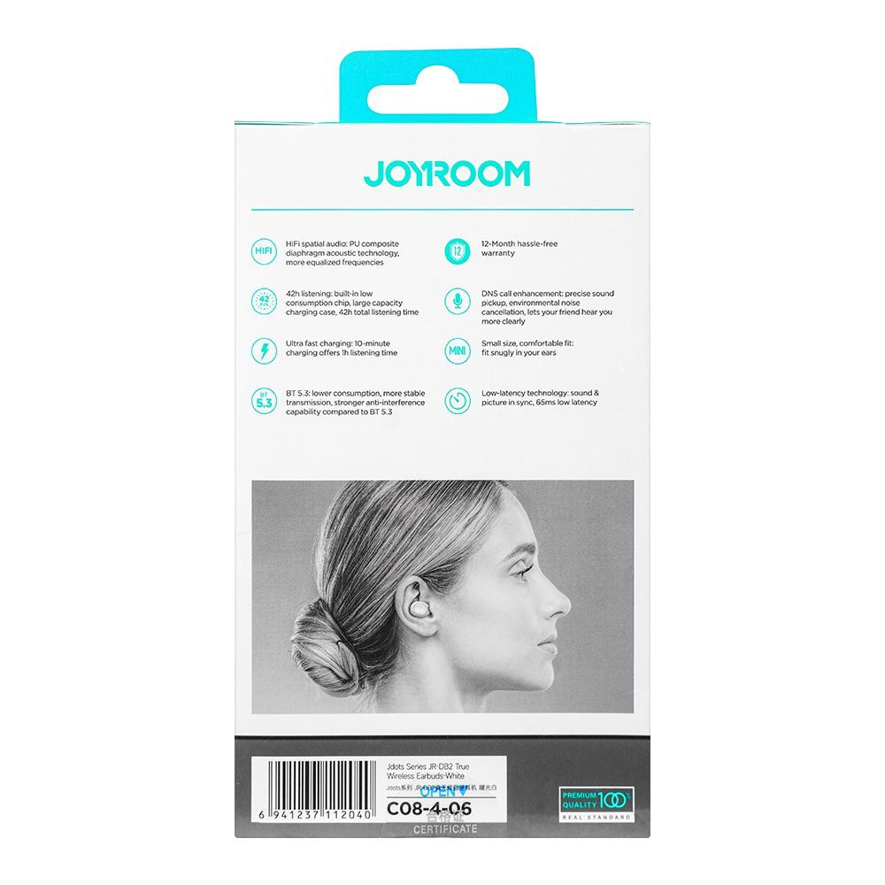 Joyroom Jdots True Wireless Digital Display Earbuds, 42 Hours Playtime, White, JR-DB2 - Image 3