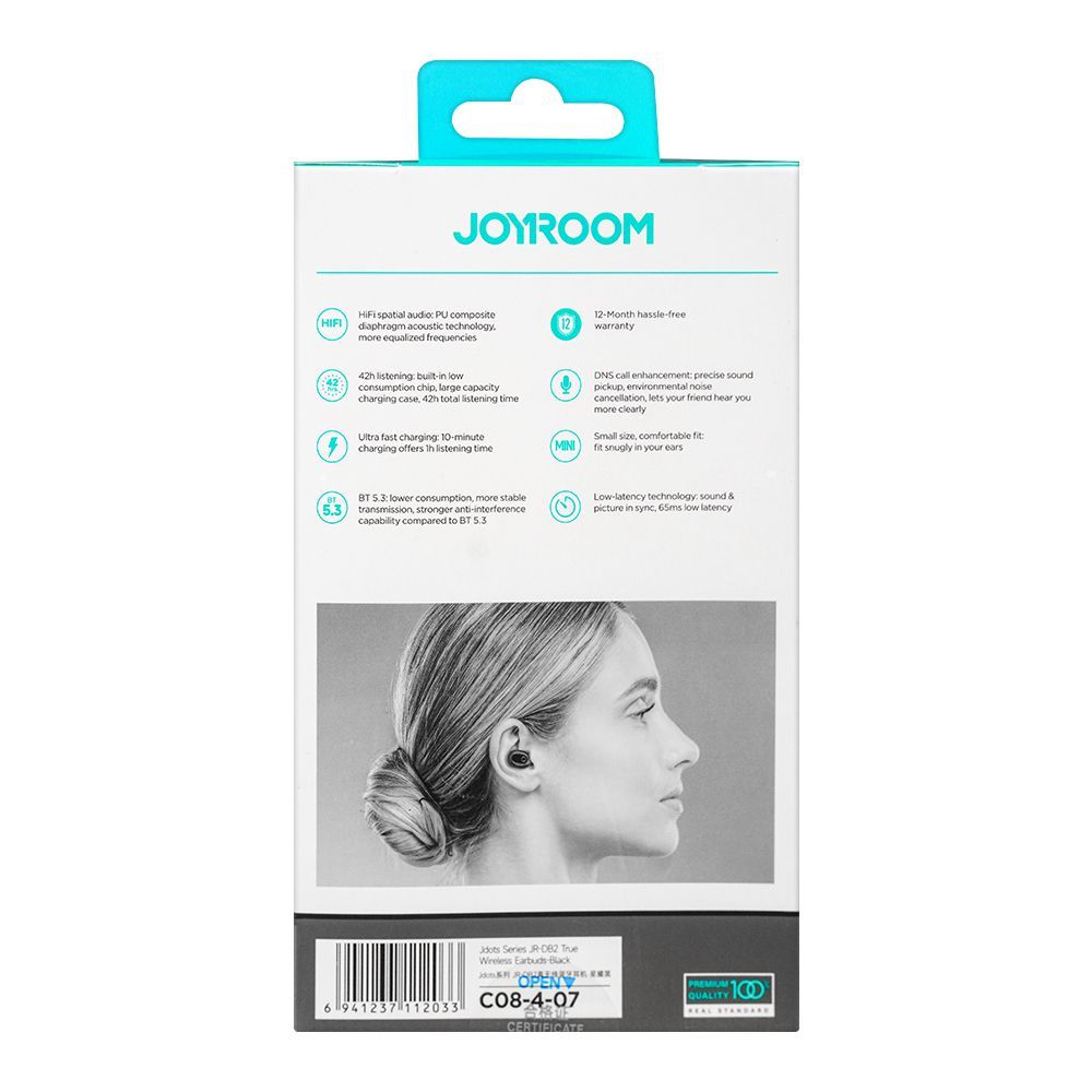 Joyroom Jdots True Wireless Digital Display Earbuds, 42 Hours Playtime, Black, JR-DB2 - Image 3