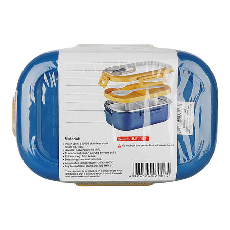 Homeatic Stainless Steel Lunch Box With Cutlery, 850ml, 6.9in (H) x 3.7in (W) x 2.4in (D), Blue, HMT-007 - Image 2