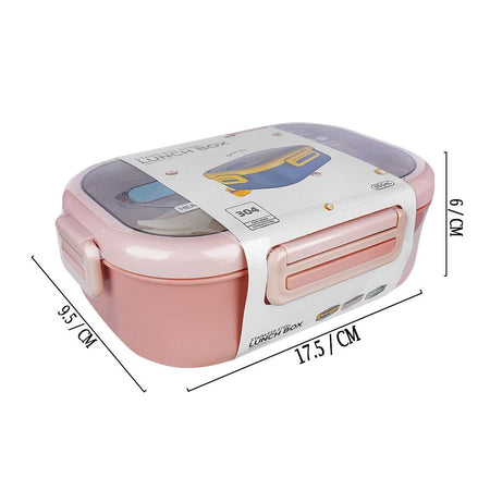 Homeatic Stainless Steel Lunch Box With Cutlery, 850ml, 6.9in (H) x 3.7in (W) x 2.4in (D), Pink, HMT-007 - Image 3