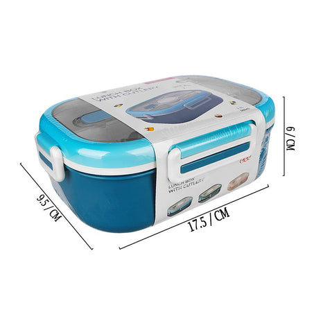 Homeatic Plastic Lunch Box With Cutlery, 1100ml, 6.9in (H) x 3.7in (W) x 2.4in (D), Blue, HMT-008 - Image 3