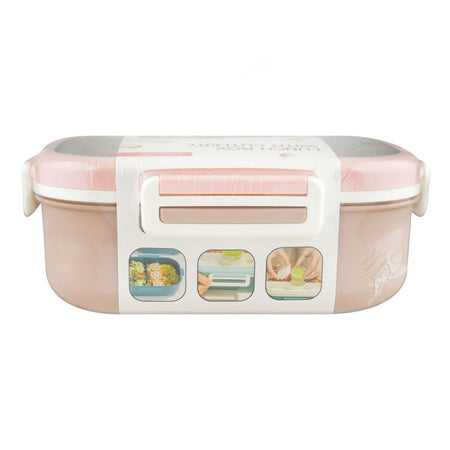Homeatic Plastic Lunch Box with Cutlery, 1100ml, Pink, HMT-008 - Image 2