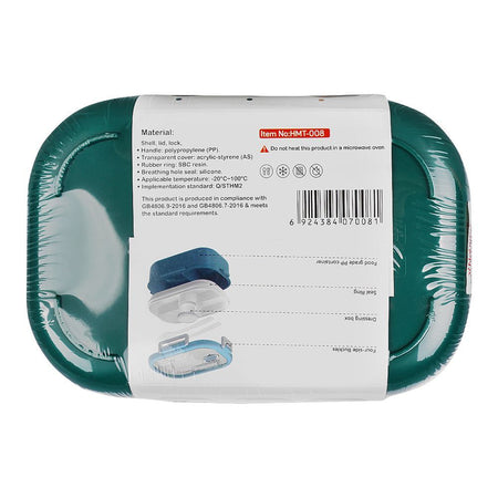 Homeatic Plastic Lunch Box With Cutlery, 1100ml, 6.9in (H) x 3.7in (W) x 2.4in (D), Green, HMT-008 - Image 2