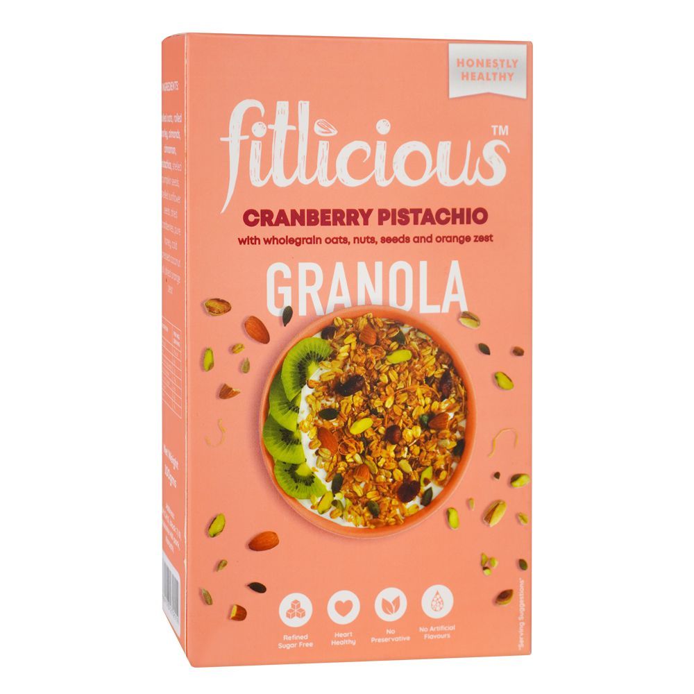 Fitlicious Cranberry Pistachio Granola Cereal, 100g - Main Image