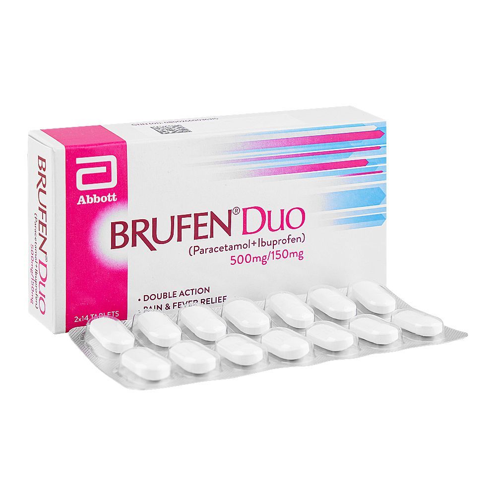 Brufen Duo Tablets 500mg/150mg, Strip (14 Tablets) - Main Image