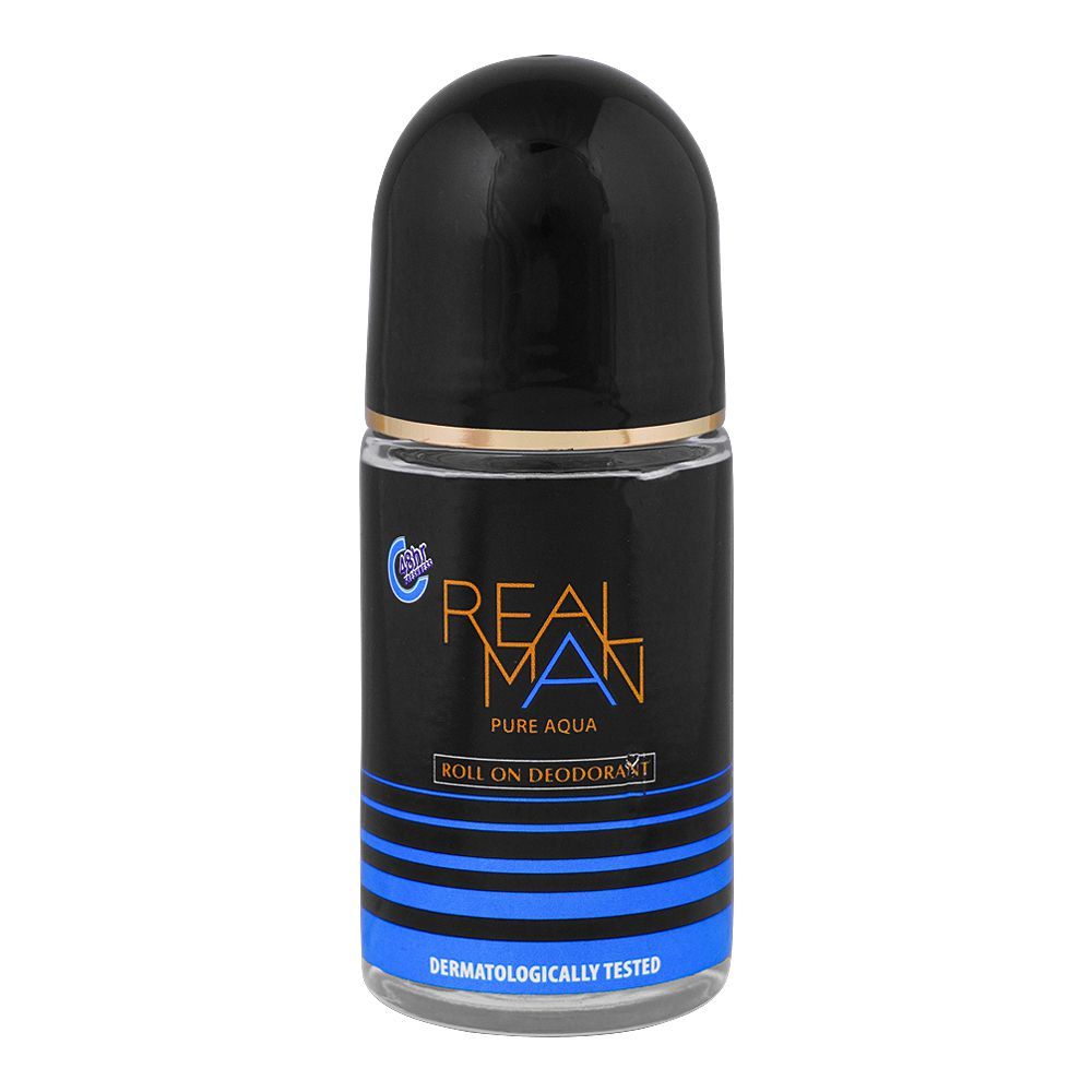 Real Man Pure Aqua Deodorant Roll On, 48 Hours Lasting, Dermatologist Tested, For Men's, 50ml - Main Image