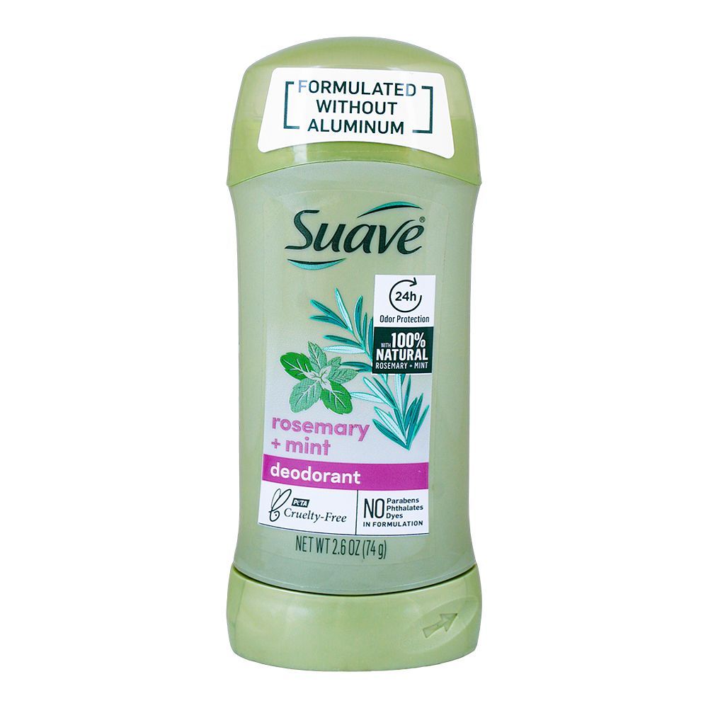 Suave Rosemary+Mint Deodorant Stick, Cruelty Free, No Parabens & Aluminum, 24 Hours Lasting, For Women's, 74g - Main Image