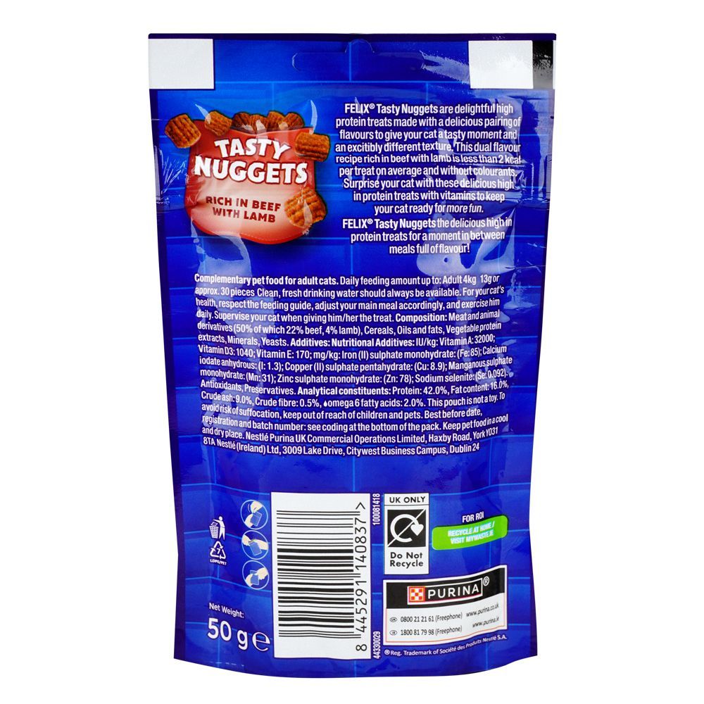 Felix Goody Bag Tasty Nuggets Rich In Beef & Lamb, For Cats, 50g - Image 2
