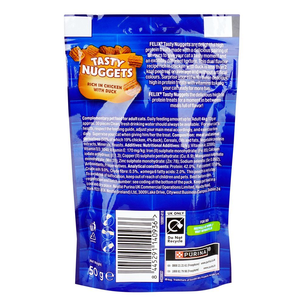 Felix Goody Bag Tasty Nuggets Rich In Chicken & Duck, For Cats, 50g - Image 2