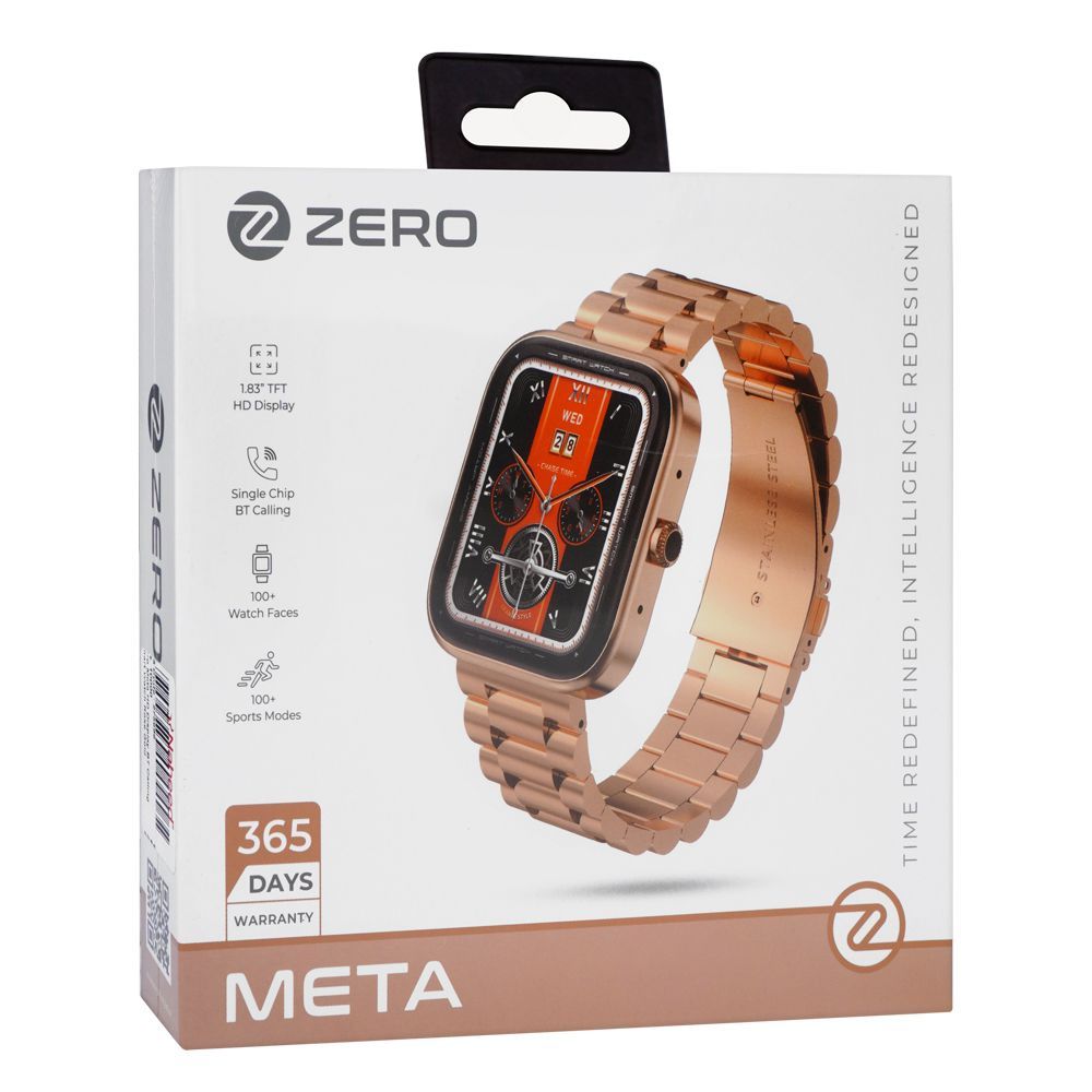 Zero 1.83" HD Display Meta Smart Watch, Stainless Steel Body, Water Resistant, BT Calling, Rose Gold - Image 3