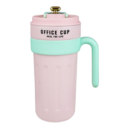 Metal Coffee Mug With Temperature Display & Handgrip, 650ml, Pink, 6.9in (H) x 3.3in (W), (8007) 0000982 - Main Image