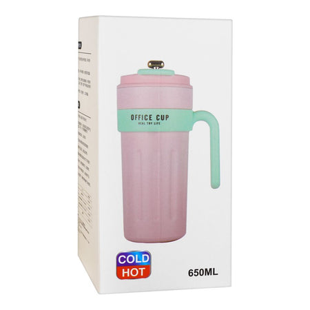 Metal Coffee Mug With Temperature Display & Handgrip, 650ml, Pink, 6.9in (H) x 3.3in (W), (8007) 0000982 - Image 4