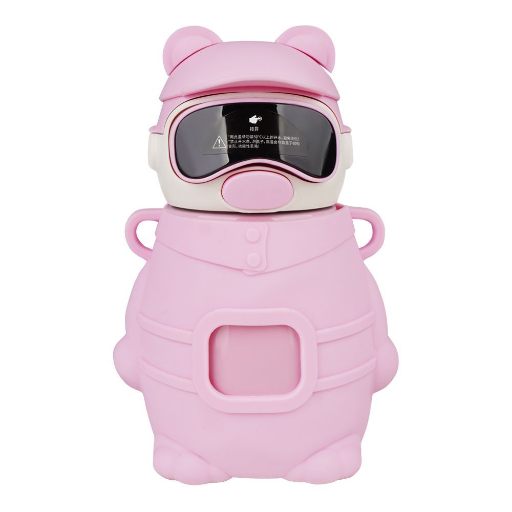 Bear Metal Water Bottle, Pink, 480ml, 5.5in (H) x 3.3in (W), (6281) 0000976 - Main Image