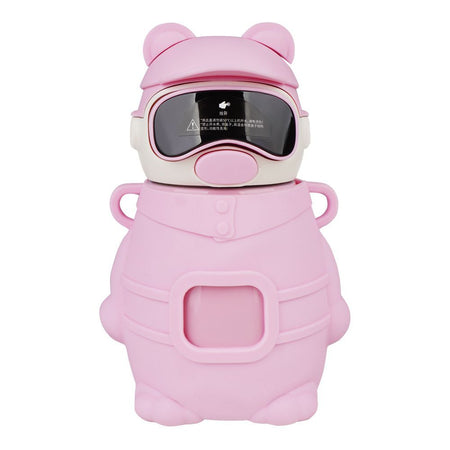 Bear Metal Water Bottle, Pink, 480ml, 5.5in (H) x 3.3in (W), (6281) 0000976 - Main Image
