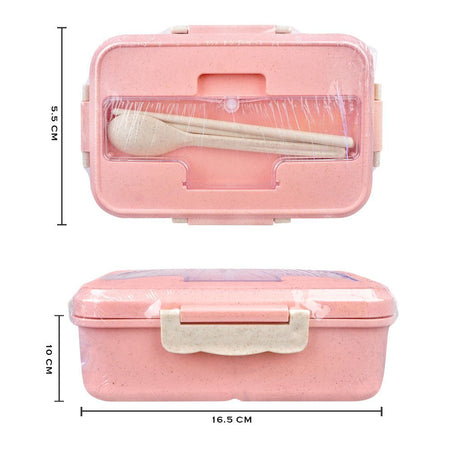Plastic Lunch Box With Cutlery, Pink, 2.2in (H) x 6.5in (W) x 3.9in (D), (SH-203) 0001004 - Image 4