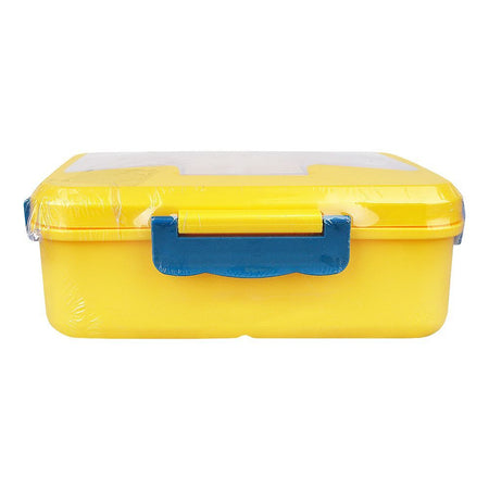 Plastic Lunch Box With Cutlery, Yellow, 2.2in (H) x 6.5in (W) x 3.9in (D), (SH-203) 0001004 - Image 2