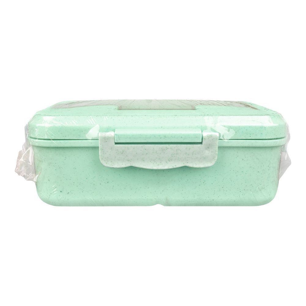 Plastic Lunch Box With Cutlery, Green, 2.2in (H) x 6.5in (W) x 3.9in (D), (SH-203) 0001004 - Image 2