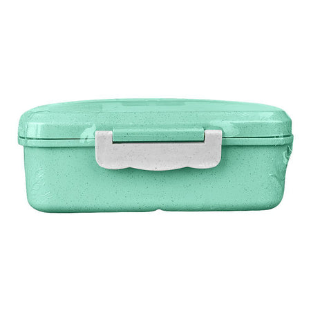 Plastic Lunch Box With Metal Cutlery, Green, 2.2in (H) x 6.5in (W) x 3.9in (D), (SH-203) 0001004 - Image 2