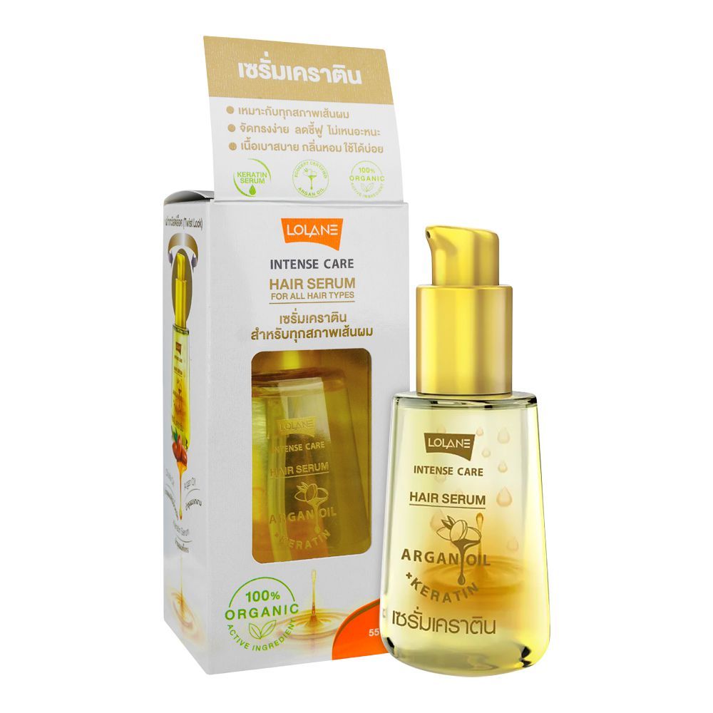 Lolane Intense Care Hair Serum, Argan Oil, Chufa Oil & Keratin, For All Hair Types, 55ml - Main Image