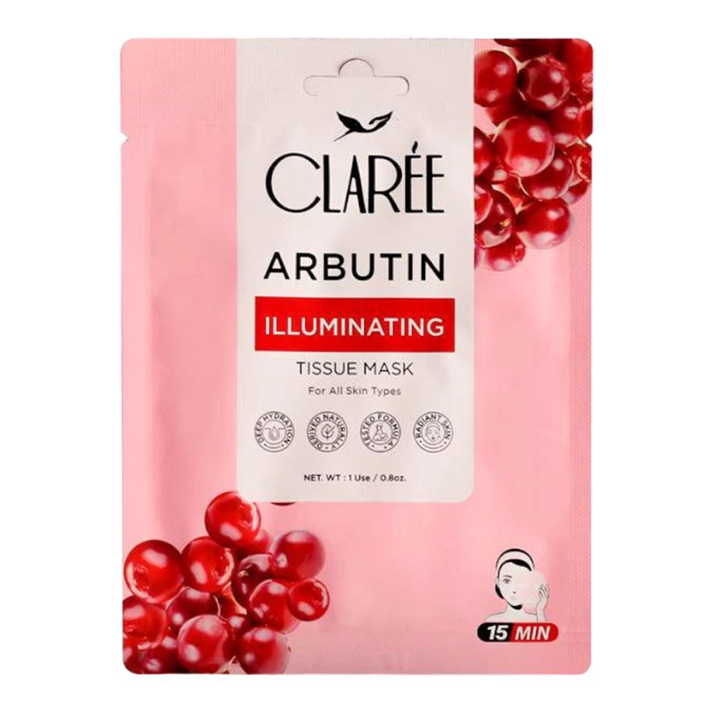 Herbion Naturals Claree Arbutin Illuminating Tissue Mask, For All Skin Types - Main Image