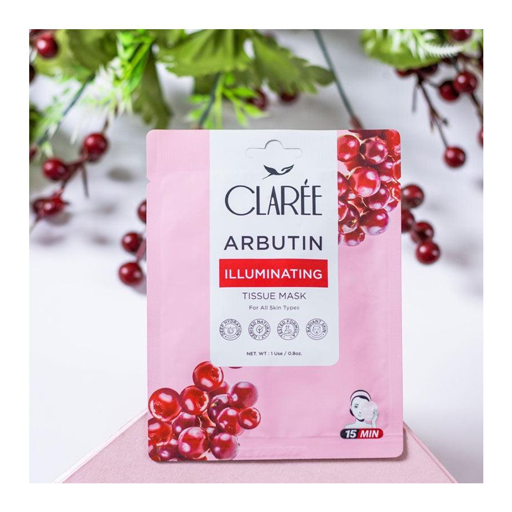 Herbion Naturals Claree Arbutin Illuminating Tissue Mask, For All Skin Types - Image 2