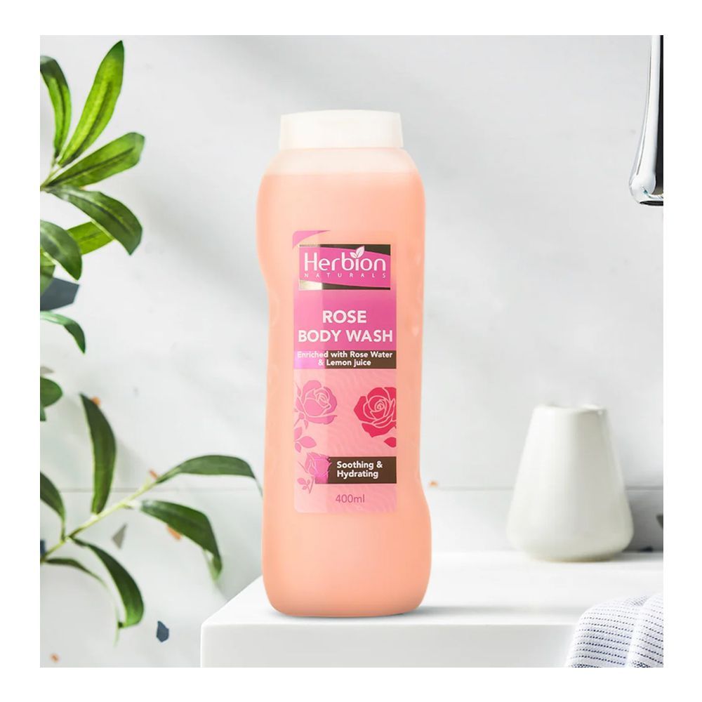 Herbion Naturals Soothing & Hydrating Rose Body Wash, Paraben Free, 400ml - Image 3